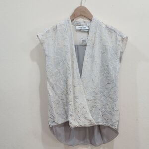 Prabal Gurung Sleeveless Blouse With Silver Metallic Accents, Size 10 - New!